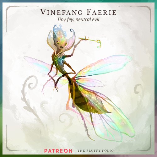 Vinefang Faerie – Tiny fey, neutral evilKnown as an eccentric collector of rare plants, the vi