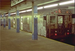 :D train at Fordham Road, 1980