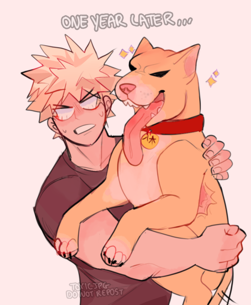 forgot to post this here ^^” My bkdk au where they adopt a former dogfighting pitbull and call him y