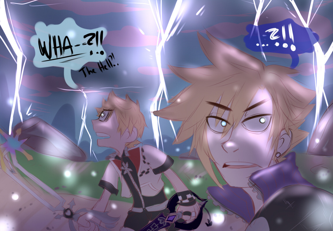 the-chocobros:  Roxas: WHAT THE FUUUUCK PROMPTO!!????! IM TELLING MOOOOOOM!!!!!!