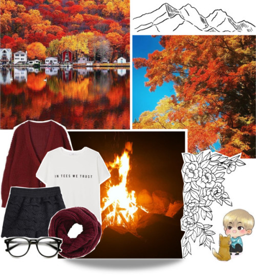 Autumn vibes by cmarnoldrr featuring a tube scarf ❤ liked on PolyvoreMANGO short sleeve t shirt, 55 