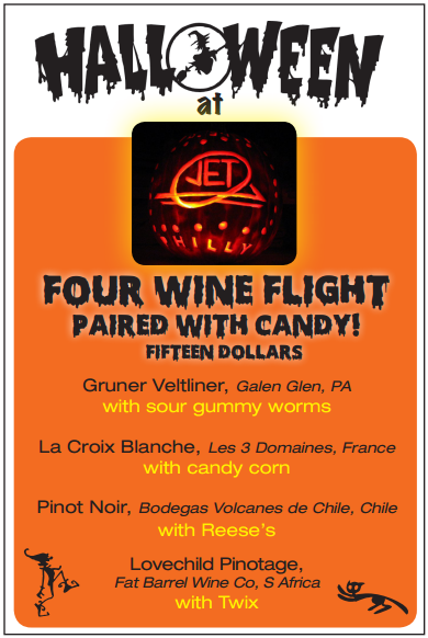 Come to Jet this Halloween for some frightfully good wine and candy pairings