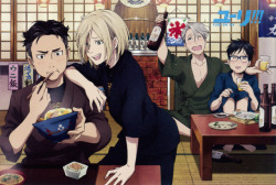 rubydragon16: Anime Plaza Cafe x Shop + PASH! Official Art (better quality)If you look at the sequence of events, it’s almost as if Yurio is kicking his ‘parents’ out for interrupting his time with Otabek… 