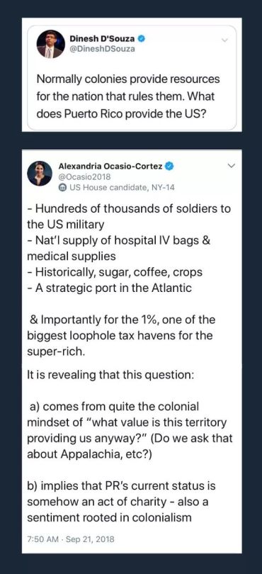 xizor14:  cipheramnesia:  liberalsarecool:  AOC taking Dinesh to the woodshed.   what… what the fuck   He actually publicly called PR a colony. 