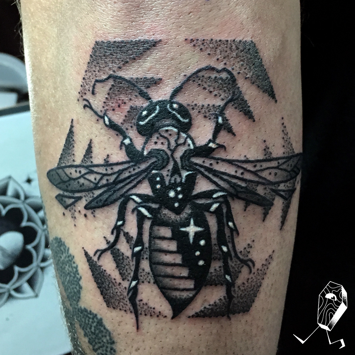 Tattoo uploaded by Pete Dutro • Another micro tattoo of a wasp • Tattoodo