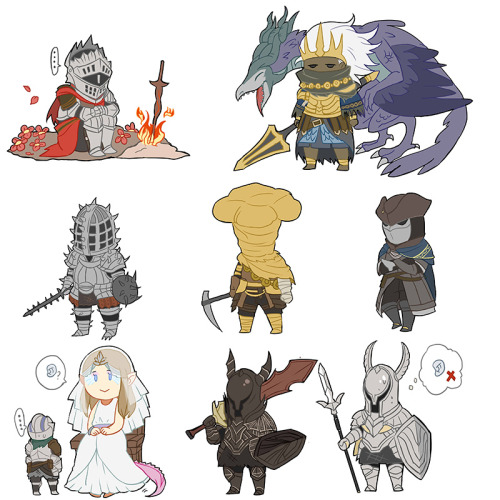 demitsorou:  artful-purgatory:  biaay002:  第一次来汤，我也不知道怎么搞，画了一套黑暗之魂Q版。  Cutie Souls  @just-a-drawing-cat 