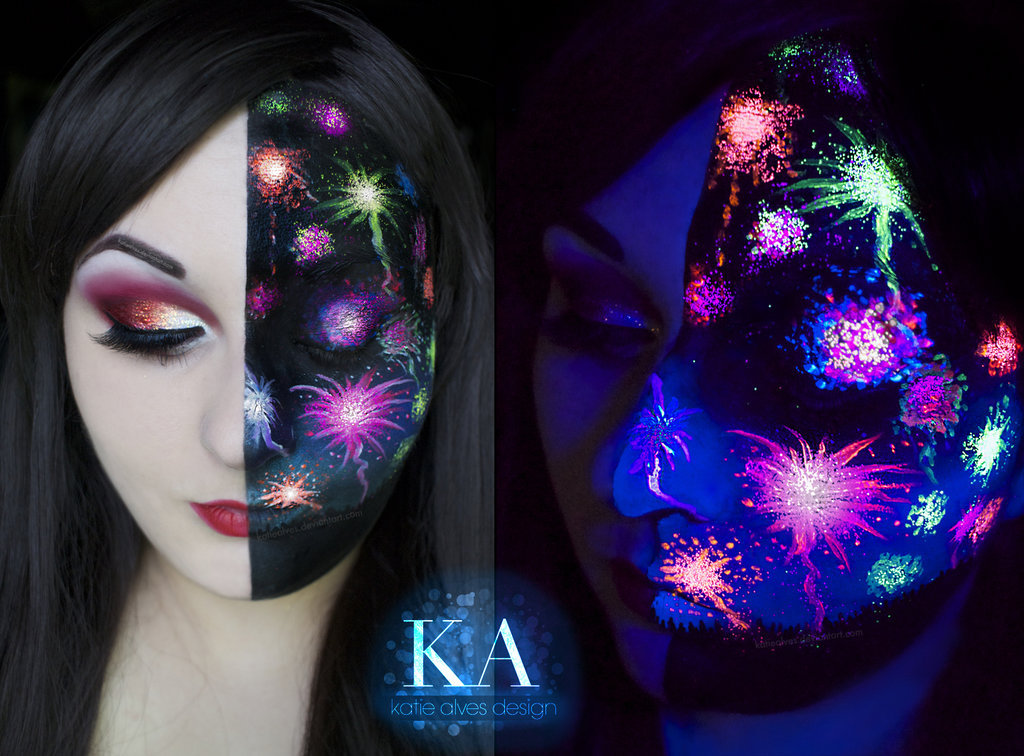 davidesky2:  Black-light makeup by Katie Alves, via Boing Boing. 