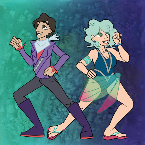 raireart:An anniversary drawing for @deadlydoodles​ :) The two of us as Pokémon gym leaders: Ghost a