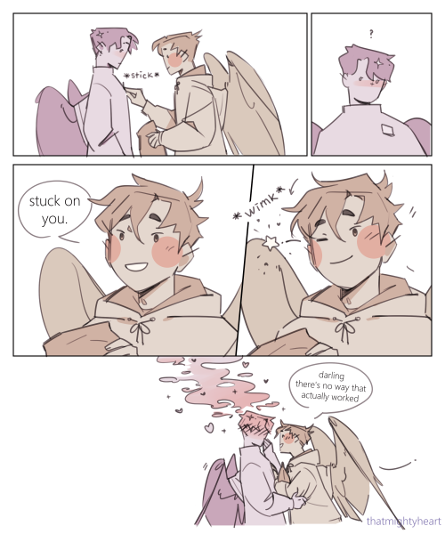 thatmightyheart:it’s still vday somewhere else in the worldhere are some silly comics of my silly oc