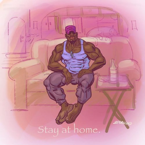 belascocomix:Stay at home. #coronavirus #covid_19 #blackgaymen #blackgayart #gayart #blackmensmiling