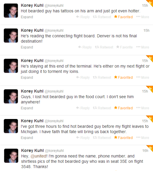 grinnyweasley:  tyleroakley:  mintytroye:  The Epic Love Story of Korey and Hot Bearded Guy in its entirety.   #FollowFriday  I cried a little reading this.