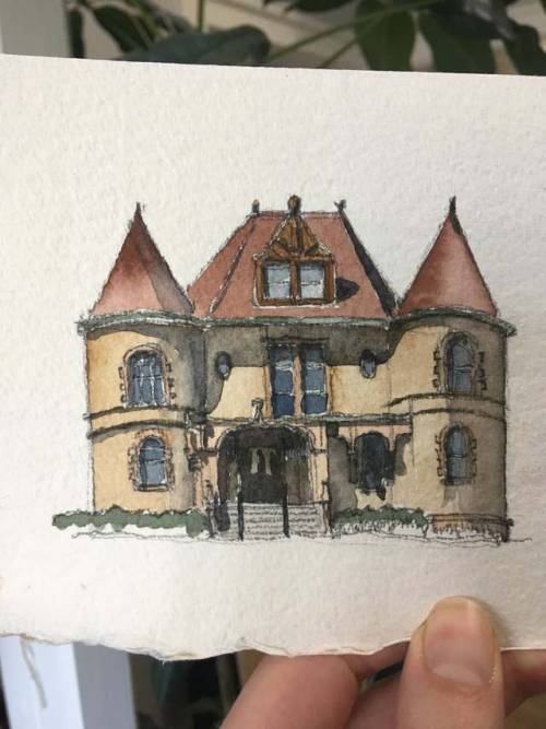 Charles Gates Dawes House, Evanston, IL, Watercolor Art //JaneSlossWatercolor