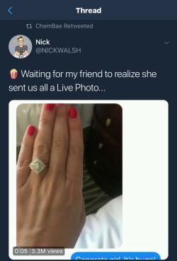 hi-imkingdavid: lightersandcurls:   damndani:   hi-imkingdavid:   sashaacarterphotos:   Once in a while I log into Twitter to see what’s up .. then I instantly regret it  In this episode of what’s happening on Twitter.. this woman just got engaged