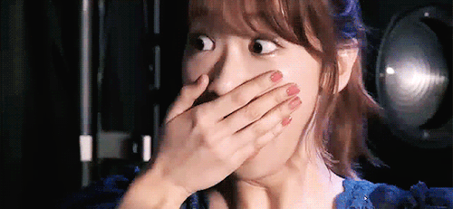 akb48g-gifs:When you find out that someone (Ogino Yuka) beat Mayuyu, Jurina, and Sasshii in the ssk prelims with 55k votes in a day