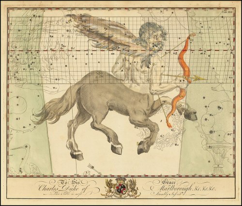 Sagittarius constellation, from Atlas Celeste (1786) by John Bevis
