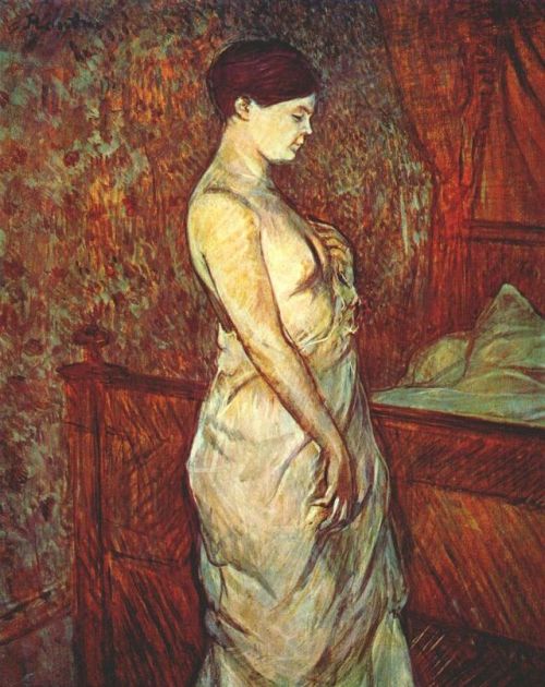 artist-lautrec:Poupoule in chemise by her bed, Henri de Toulouse-Lautrec