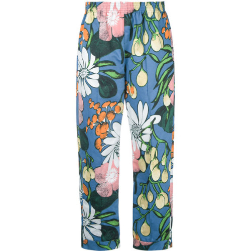 Marni floral print trousers ❤ liked on Polyvore (see more blue pants)