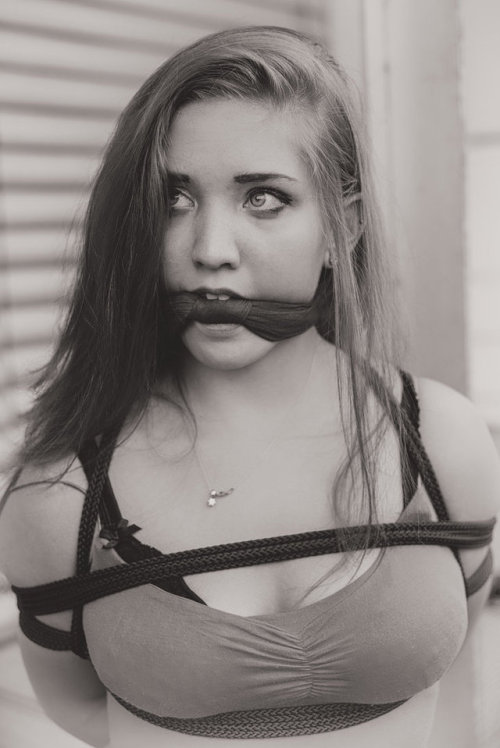 sashalee-kong73: Gagged with a scarf and tied up with black ropes by ditz71