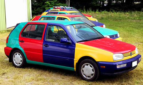 paintedhen:carsthatnevermadeitetc:Volkswagen Golf Harlequin (Harlekin), 1996. Originally created as 