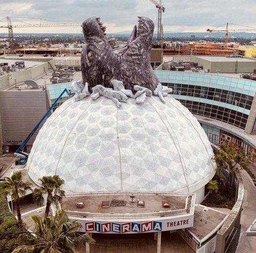 astoundingbeyondbelief: The Cinerama Dome in Hollywood is either gearing up for Godzilla: King of th