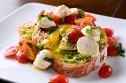 foodnuns:  boozybakerr:  Caprese Avocado Breakfast Toast   yummy food blog that follows back