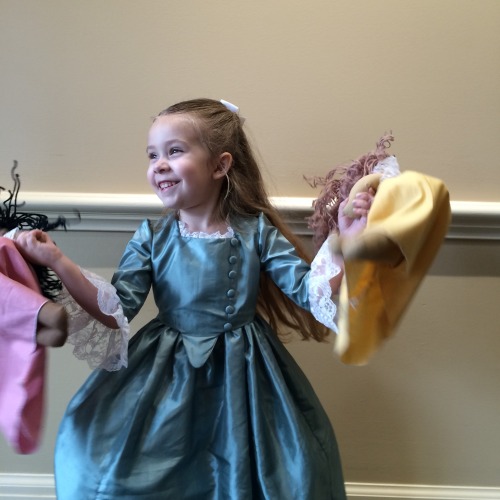 The Schuyler Sisters   (Lane cosplays as Eliza. Dress and dolls made by Mommy) 