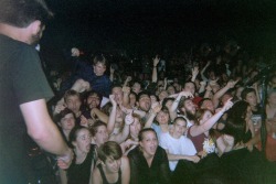 vagabondsmichigan:  2—-am:  modern baseball in grand rapids your graduation  Me crowdsurfing in my graduation gown and looking gumpy as all get out. 