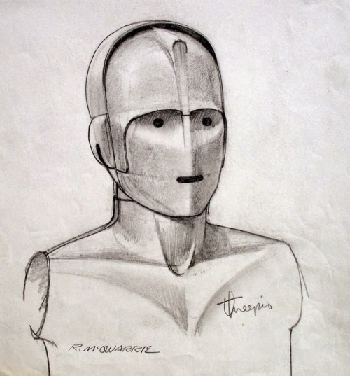 C-3PO design sketches by Ralph McQuarrie. For Star Wars (1977), of course.