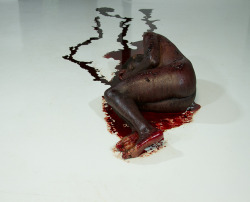 eyeamindiibleu:colorthefuture:Simiente, carlos martielI lay in fetal position with my body covered of human blood, donated by immigrants from Mexico, Estonia, Italy, Venezuela, England, South Korea, as well as the United States.They will never understand