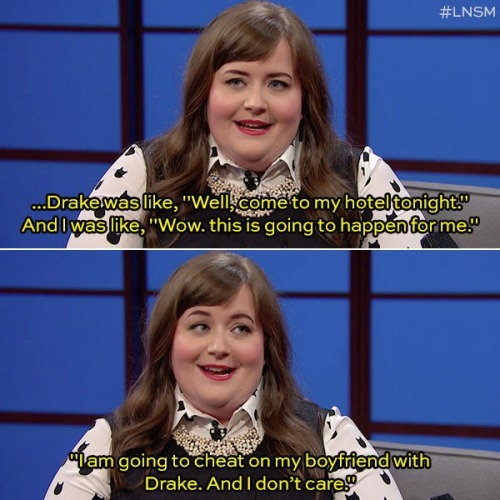 latenightseth:  When Drake hosted Saturday Night Live, he had his eyes on Aidy Bryant.  