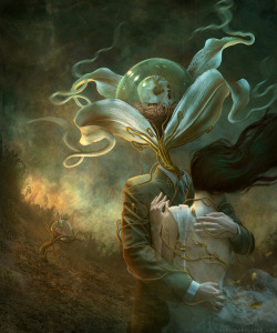 deviantart:Love blossoms in the eerie and surreal “Entropic Garden” by MarcelaBolivar. http://bit.ly/2GjDWuL