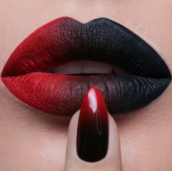 nailpornography:  Ombre lips &amp; nails 