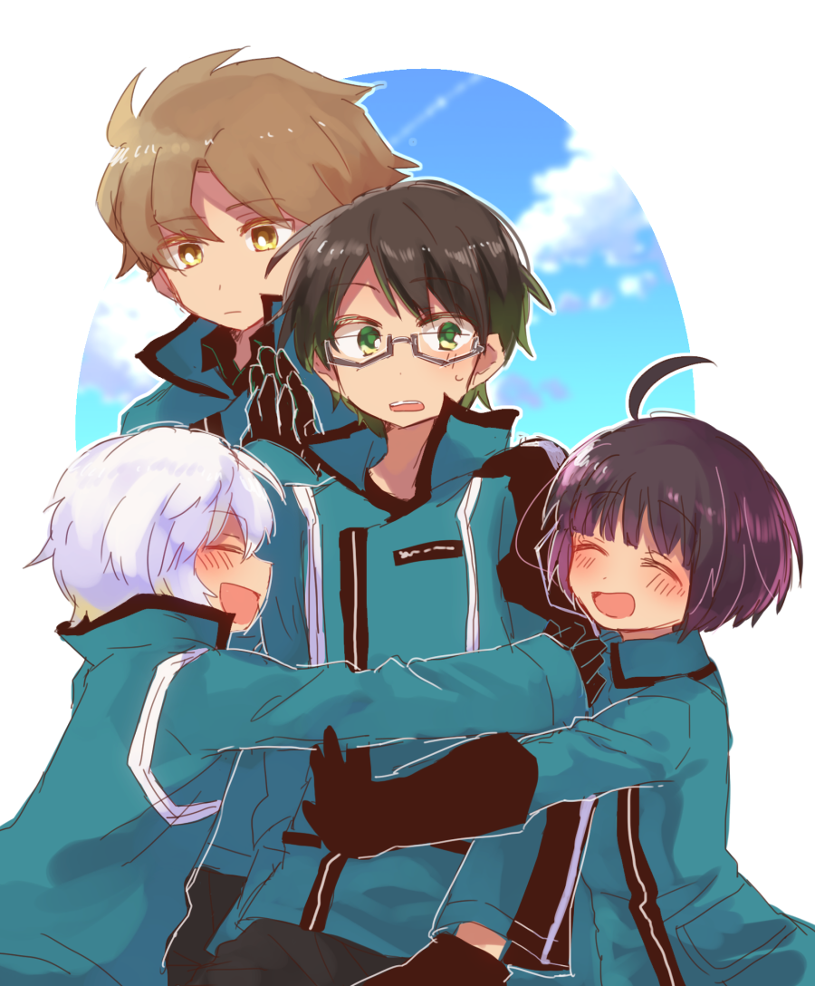 amatori chika, kuga yuuma, hyuse, and mikumo osamu (world trigger) drawn by  anarchy_ptck