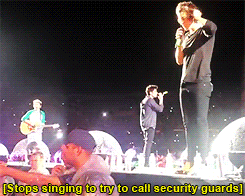 babustyles:  Harry Styles helping a fan that was passing out during a concert x 