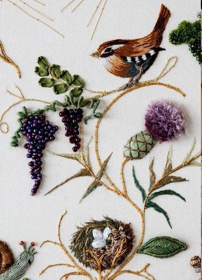 cafeinevitable:Raised Embroidery Panel (detail) by Jenny Adin-Christiehand embroidery