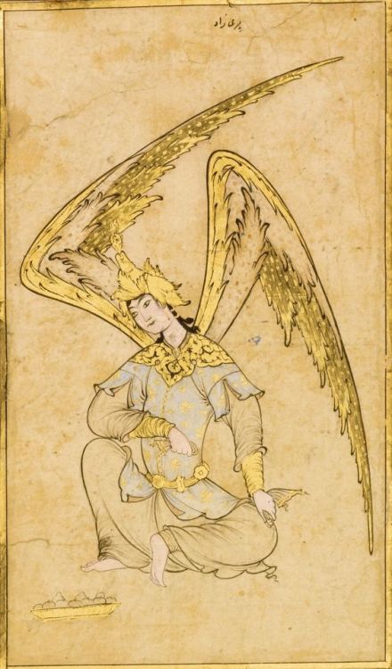 An Ottoman Drawing of a Peri, attributable to Veli Can, Turkey, 16th century.