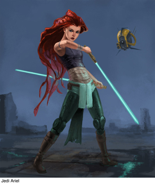 fionasaberial:tastefullyoffensive:Disney Princess Jedi by Phill Berry (Patreon)@zoeyp