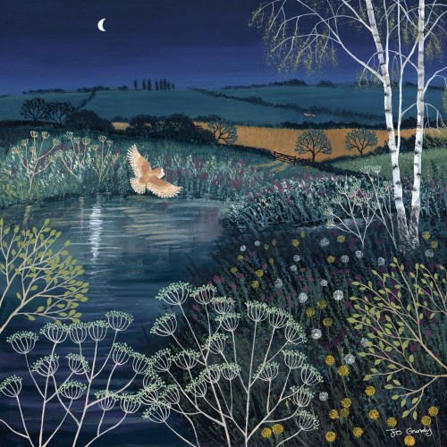 cafeinevitable:Over Moonlit Pond by Jo Grundypainting