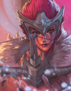 leritoz:  DotA vs LoL take 2! The battle of the markswomen - Quinn vs Alleria!Speaking of which, i really love woad scout quinn skin. She looks so badass with that pink short hair :3