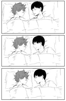 yellowshootingstars:  “Sleeping habits” for KageHina month and happy late kagehina day &lt;3 