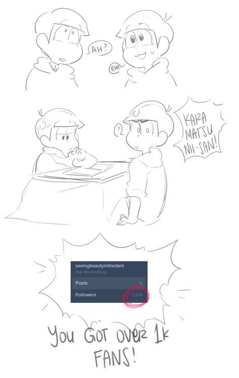 seeingbeautyinthedark: “Thank you so much, Karamatsu fans! I did not anticipate that I would h