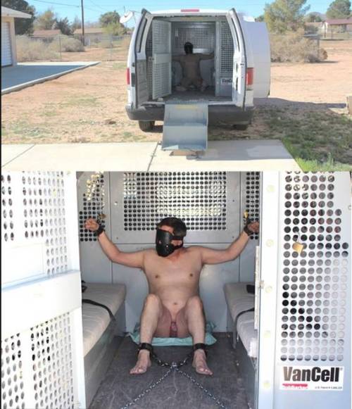 maturemenintrouble:  Step 2: When the truck arrives, lock him properly for the long trip. Don’t forget to brlindfold him and gag his mouth with an invasive gag to avoid any sound. His new life in slavery is about to start, his freedom will be only a