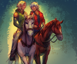 girahimu-sama:  “Better than a bike, eh?” more rp shenanigans w/ @scarsofra after all th e BULLSHIT we put them through we decided to give them a nice vacation in france. bakura rediscovered his love for horse riding (since he was wicked good at it