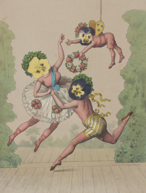 clawmarks:Three flower-faced dancers - c. 1850-1859 - via NYPL