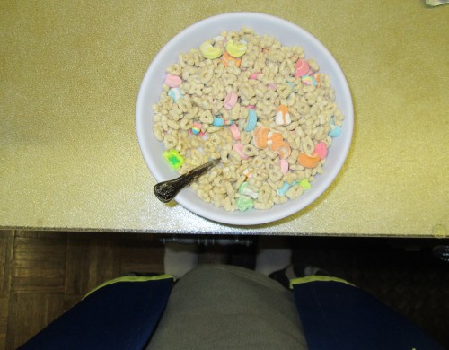 Ash says: “Lucky Charms, a nutritious part of this complete breakfast”