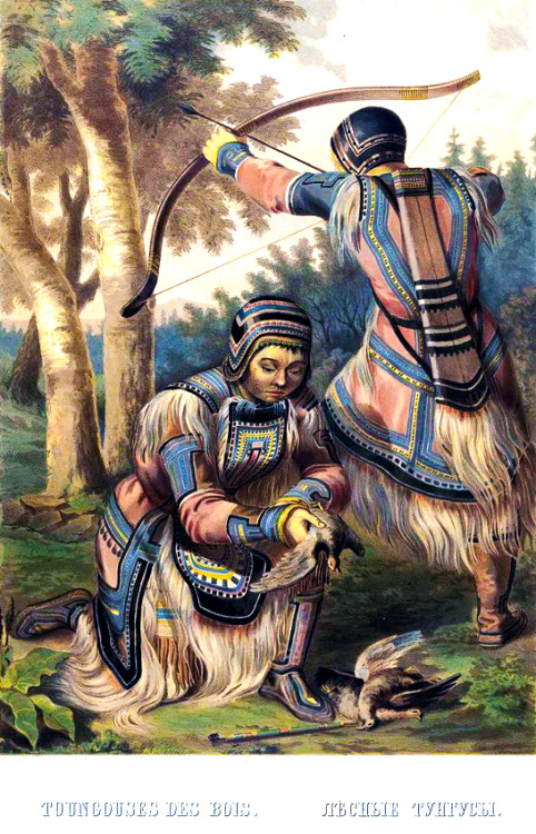 Tungus (Evenks) in the forest, from Ethnographic Description of the Peoples of Russia (1862).