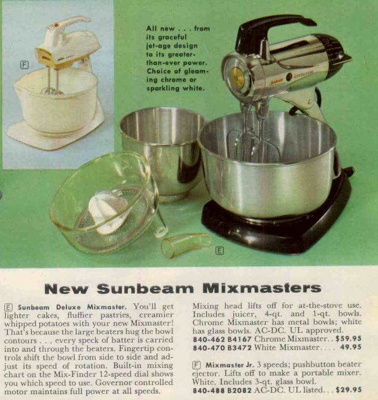 Vintage Sunbeam Deluxe 12 Speed Mixmaster Chrome W/ Bowl Beaters Dough Hooks