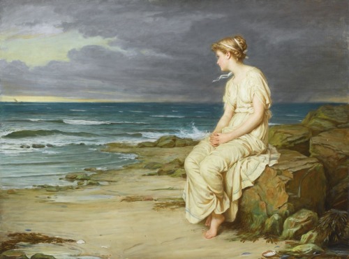 Miranda.Oil on Canvas.76 x 101.5 cm.Private collection.Art by John William Waterhouse.(1849-1917).