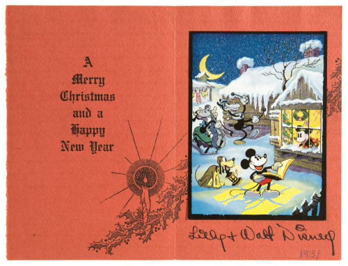 gameraboy: 1931 Disney Studios Christmas card, signed by Walt Disney