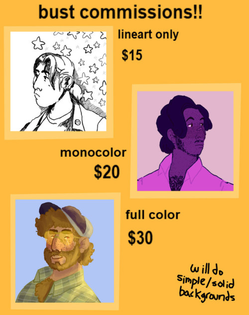 [repost as i deleted the first on accident]im opening bust commissions! im trying to help my mom pay